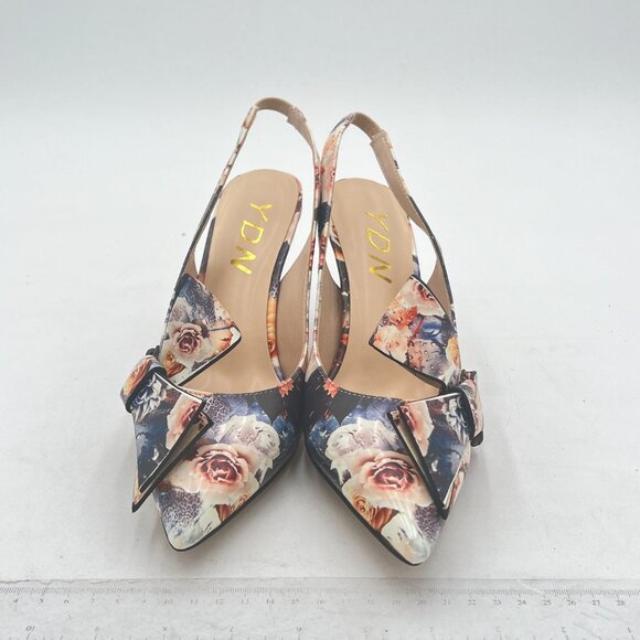 YDN Women Stiletto Mid Heel Pumps Bow Pointed Toe Slingback Slip on Sandals Dres - Picture 2 of 7